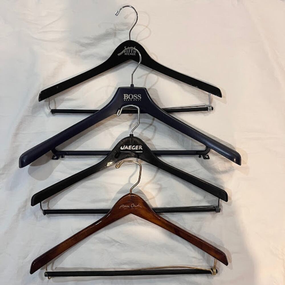 Vintage Hangers Saks Fifth Avenue Hugo Boss Jaeger Pierre Cardin Set of 4